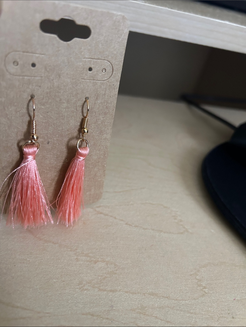 Women's Peach-pink Tassel Drop Earrings - Unbranded